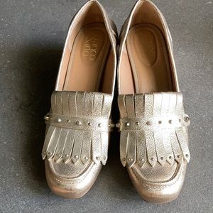 Franco Sarto Gold heeled loafers